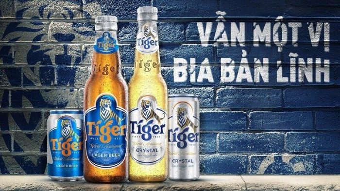 Bia Tiger với 2 loại là Tiger nâu và Tiger bạc